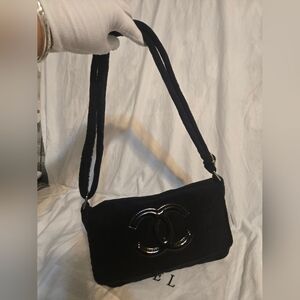 Luxury Terry Cloth Crossbody Or Bum Bag - Shiney Patent Pleather Logo